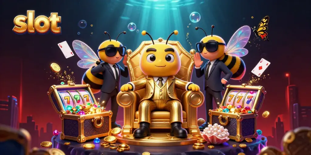Slot menginspirasi suasana di dalam ilustrasi kasino 3D penuh warna.