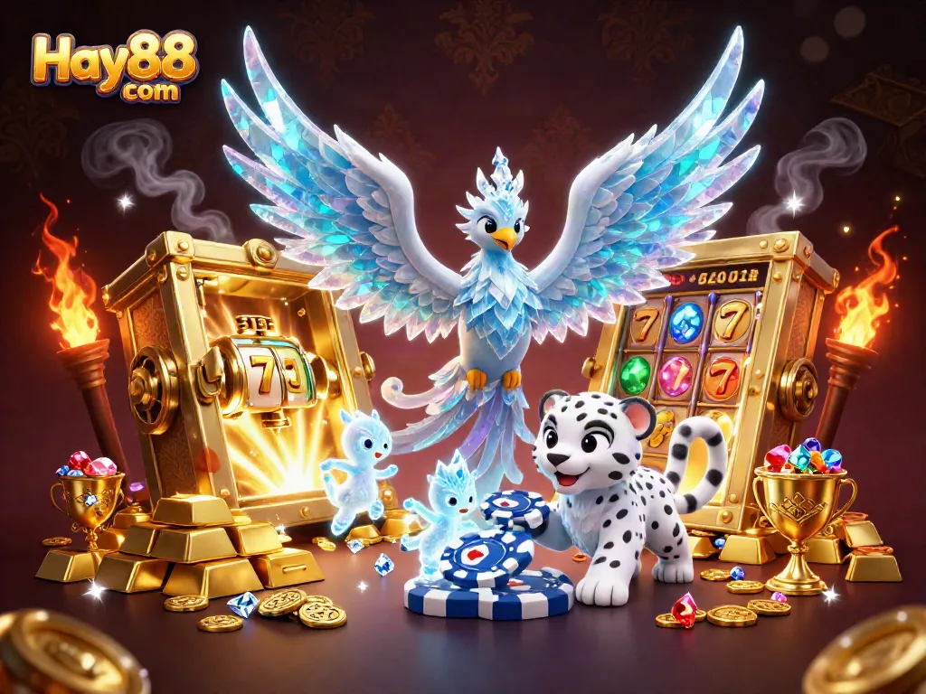 Engage with Hay88 com's thrilling gaming experience in this vibrant 3D illustration.