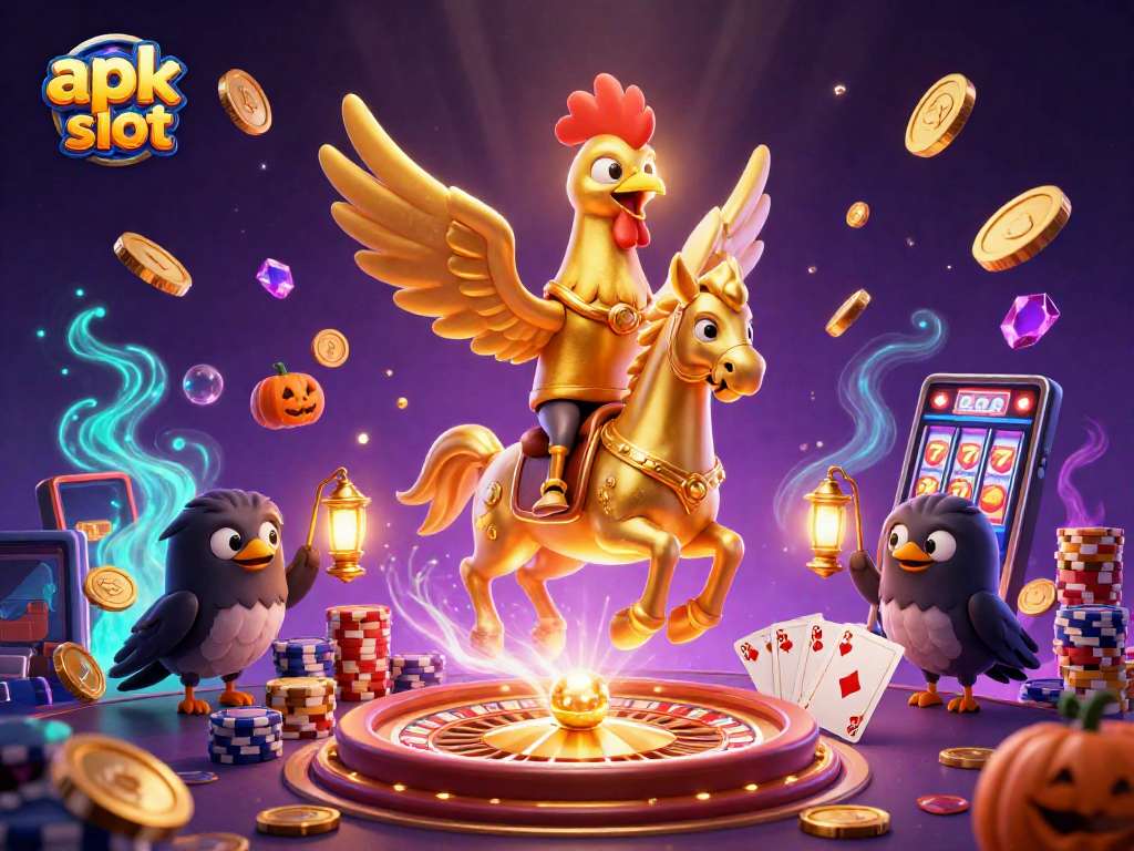 Jelajahi dunia apk slot dengan karakter ayam emas di kasino malam dan keberuntungan yang bersinar.