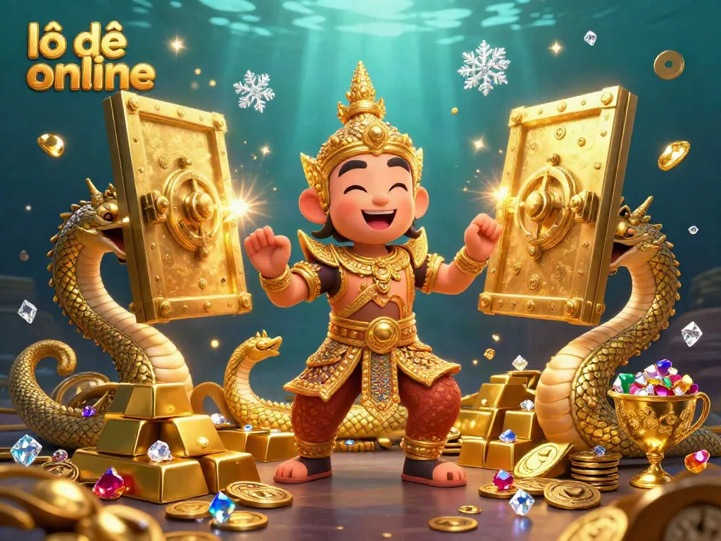 Experience the excitement of lô đề online with this vibrant 3D illustration featuring a guardian and treasures.
