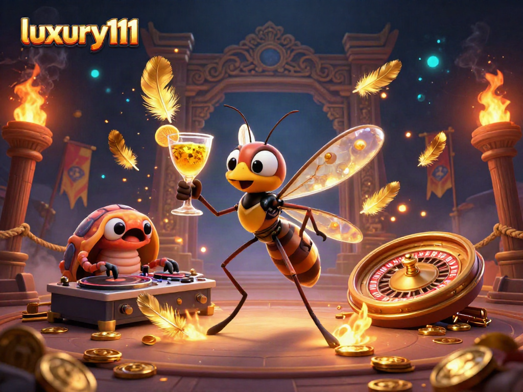 Experience the vibrant action at luxury111, where our unique casino mascot invites you to play.