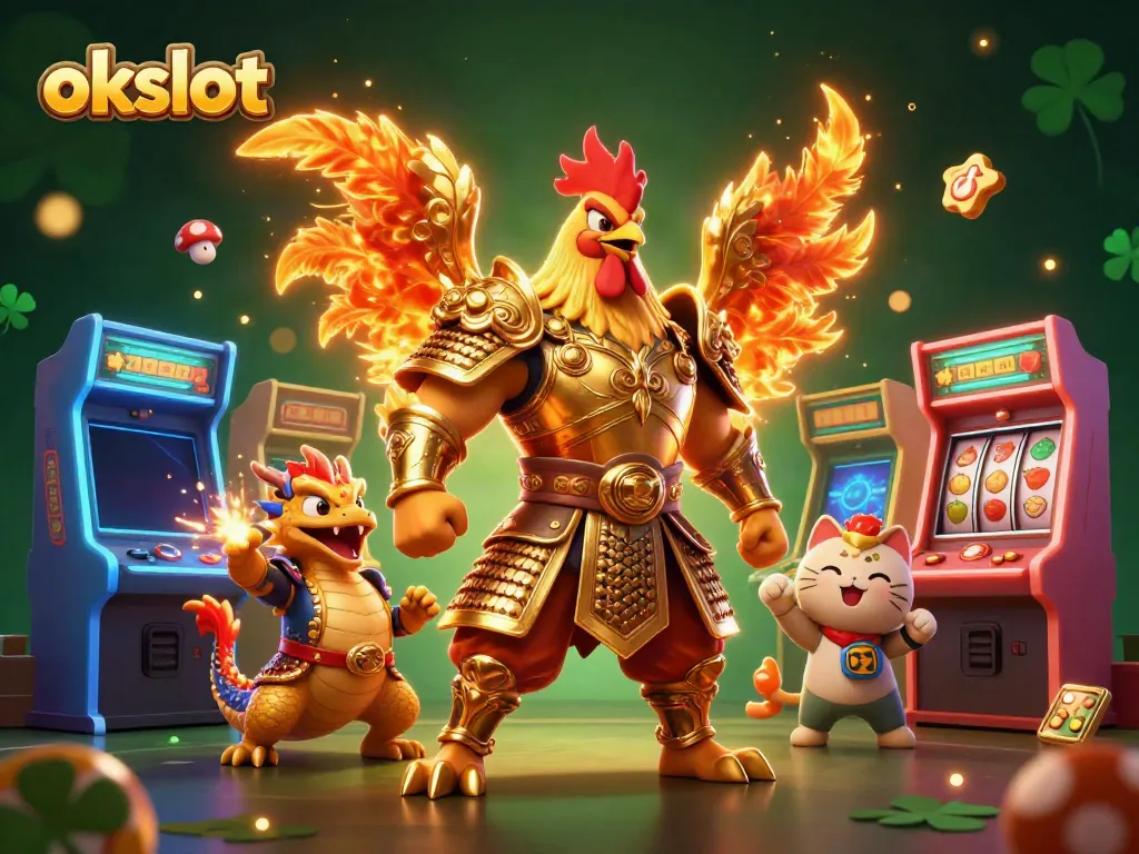 เล่นสล็อตออนไลน์ที่ OKSLOT168 กับเหล่าตัวละครแนวต่อสู้ในฉากที่เต็มไปด้วยสีสันและความตื่นเต้น