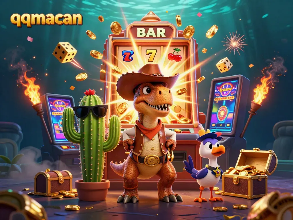 Experience thrilling wins at qqmacan with jackpot slot machines, animated characters, and vibrant casino action.