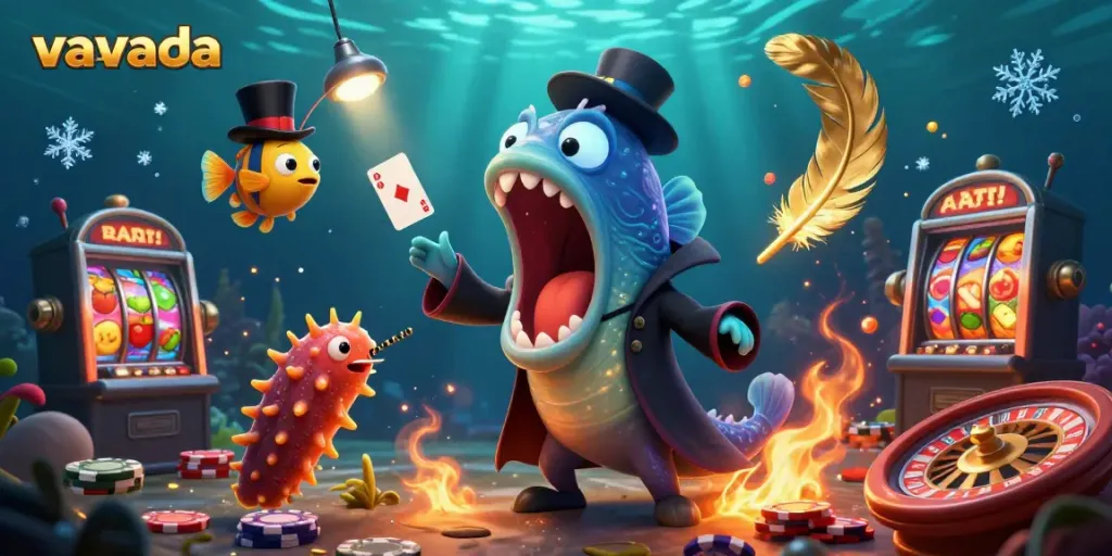 Experience thrilling card tricks in a vibrant Vavada casino scene with engaging elements.