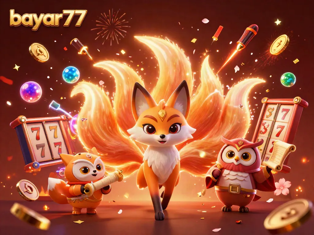 Engage with bayar77 through dynamic slot games featuring vibrant characters and celebrating confetti