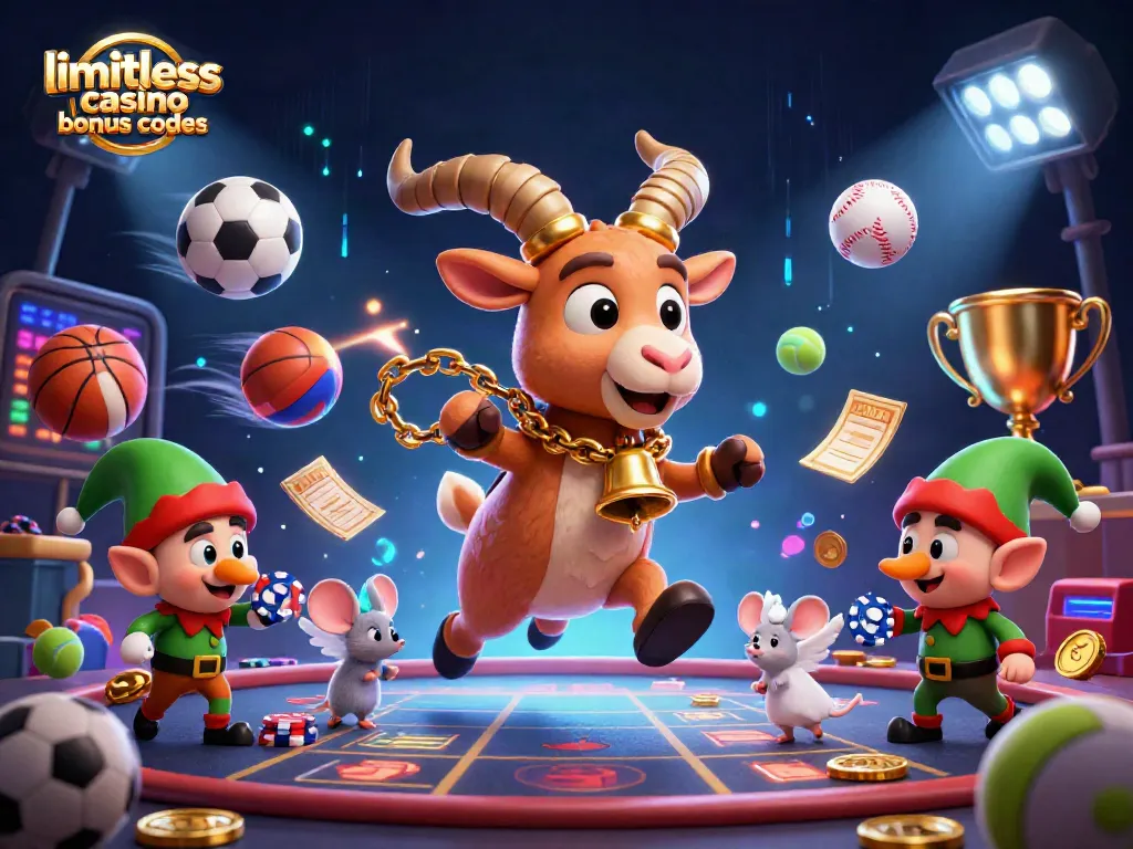 Engage with limitless casino bonus codes in this vibrant 3D illustration featuring dynamic casino action.