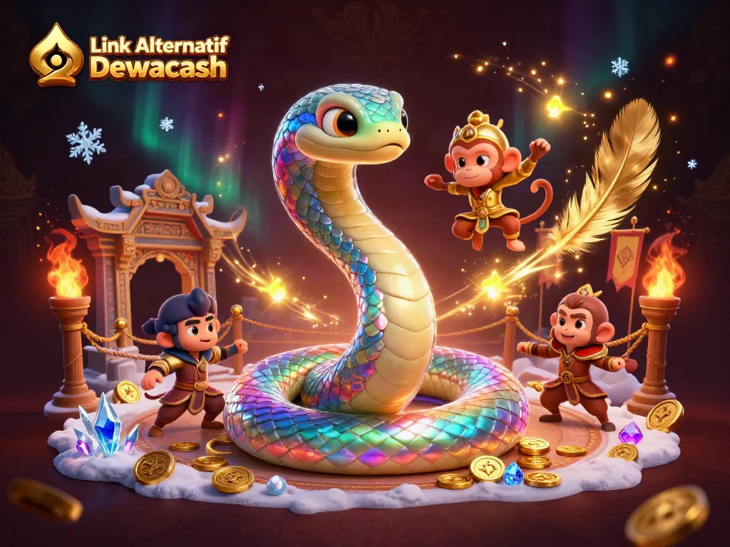 Engage with Link Alternatif Dewacash through an animated 3D casino illustration of a vibrant scene.