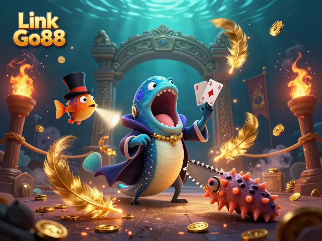 Experience thrilling action with Link Go88 featuring a magical underwater casino scene full of vibrant characters.