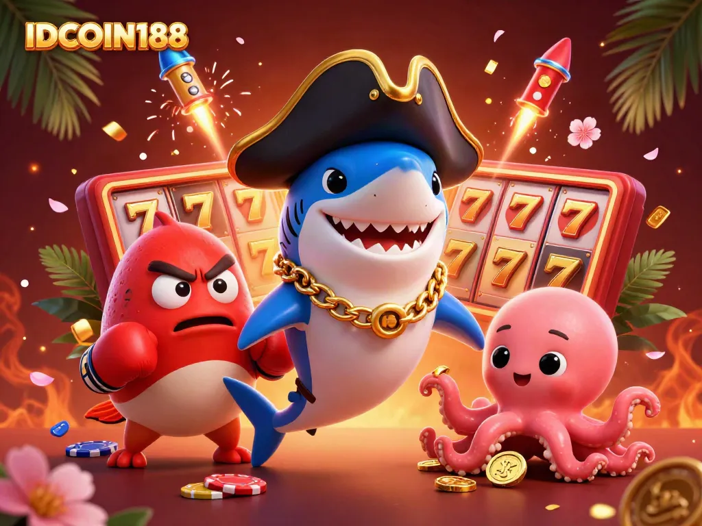 IDCOIN188 offers a vibrant gaming scene with exciting slot elements and a playful underwater setup.