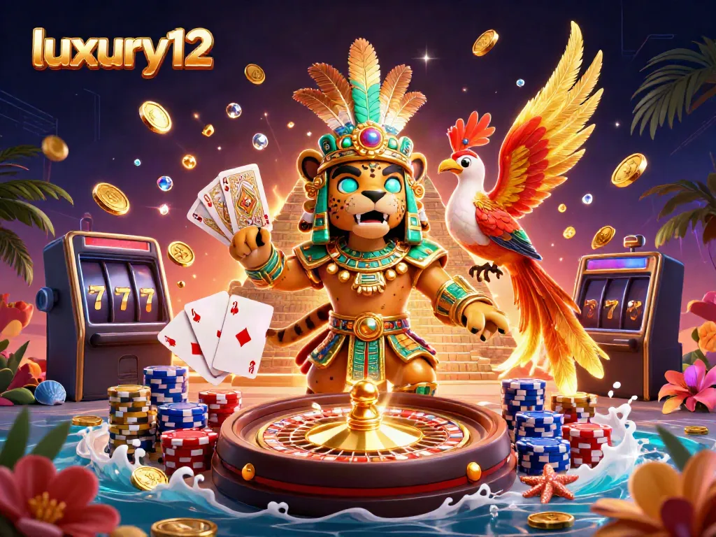 Experience thrilling casino excitement with luxury12’s majestic Mayan-themed 3D illustration featuring a jaguar priest.