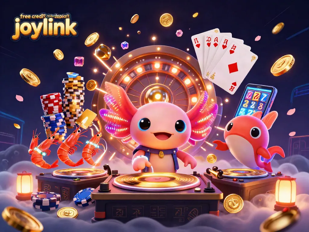 Claim free credit no deposit joylink with vibrant casino-themed digital art showcasing lively underwater casino elements.