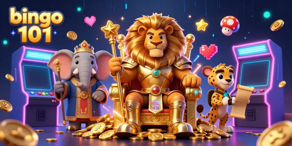 Experience bingo 101 with vibrant characters and dynamic game elements all in one electrifying scene.