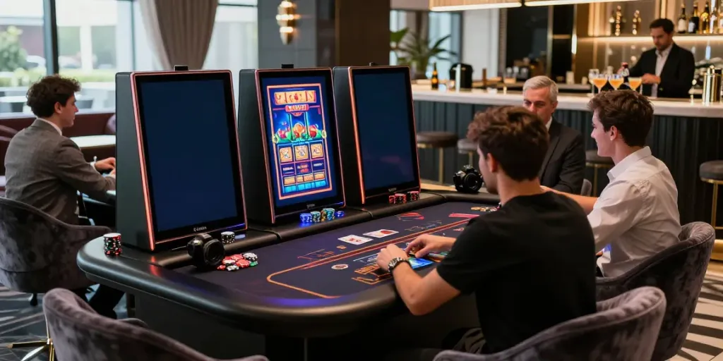 Experience the thrill of akunjp online gambling in a luxurious gaming lounge setting.