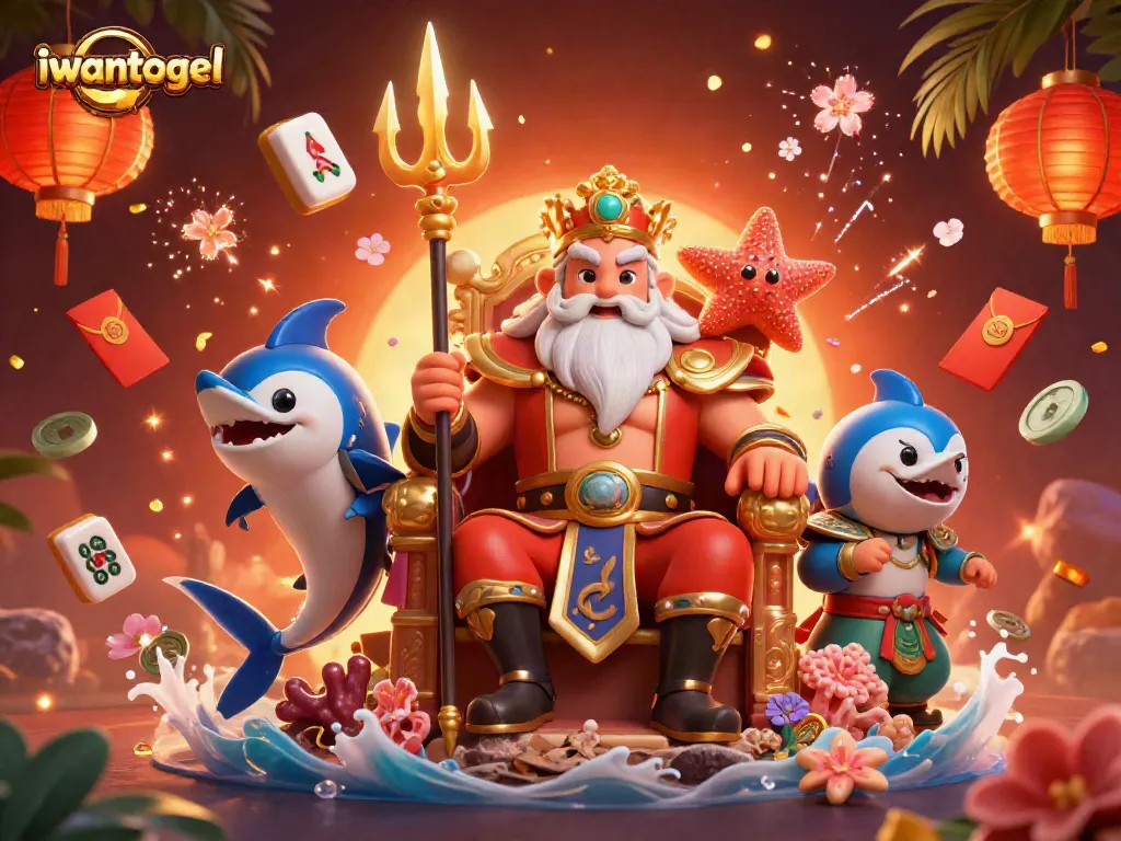 Play exciting games at iwantogel with vibrant 3D illustrations of Neptune and lucky symbols.