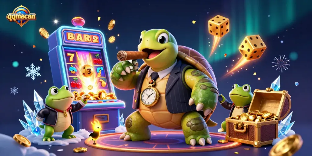Experience thrilling big wins with qqmacan's vibrant casino scene featuring lively characters.
