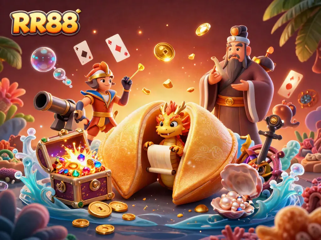 Experience thrilling gambling adventures at RR88 with vibrant characters and golden treasures.