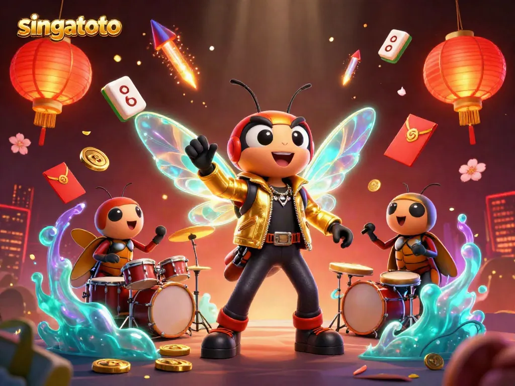 Experience the electrifying world of singatoto through vibrant 3D animated characters and casino elements.
