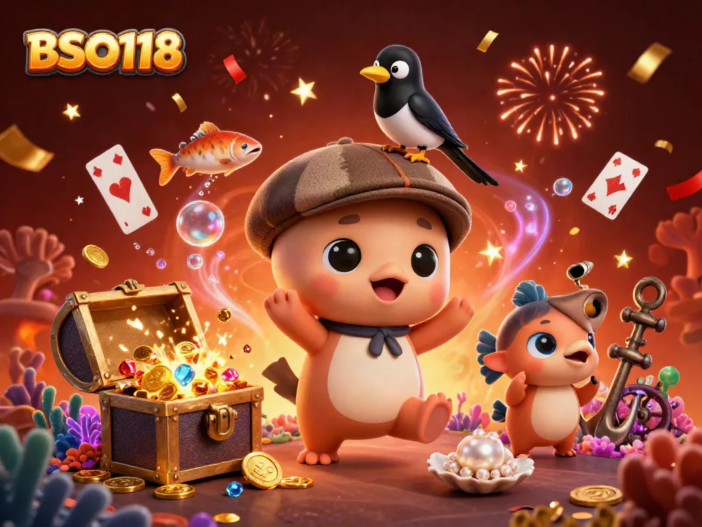 Engage with BSO118's vibrant gaming world featuring charming Nessie characters and rich treasures.