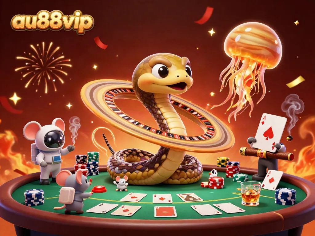 Engage with the vibrant casino world of au88vip info where cartoon characters depict excitement and luck.
