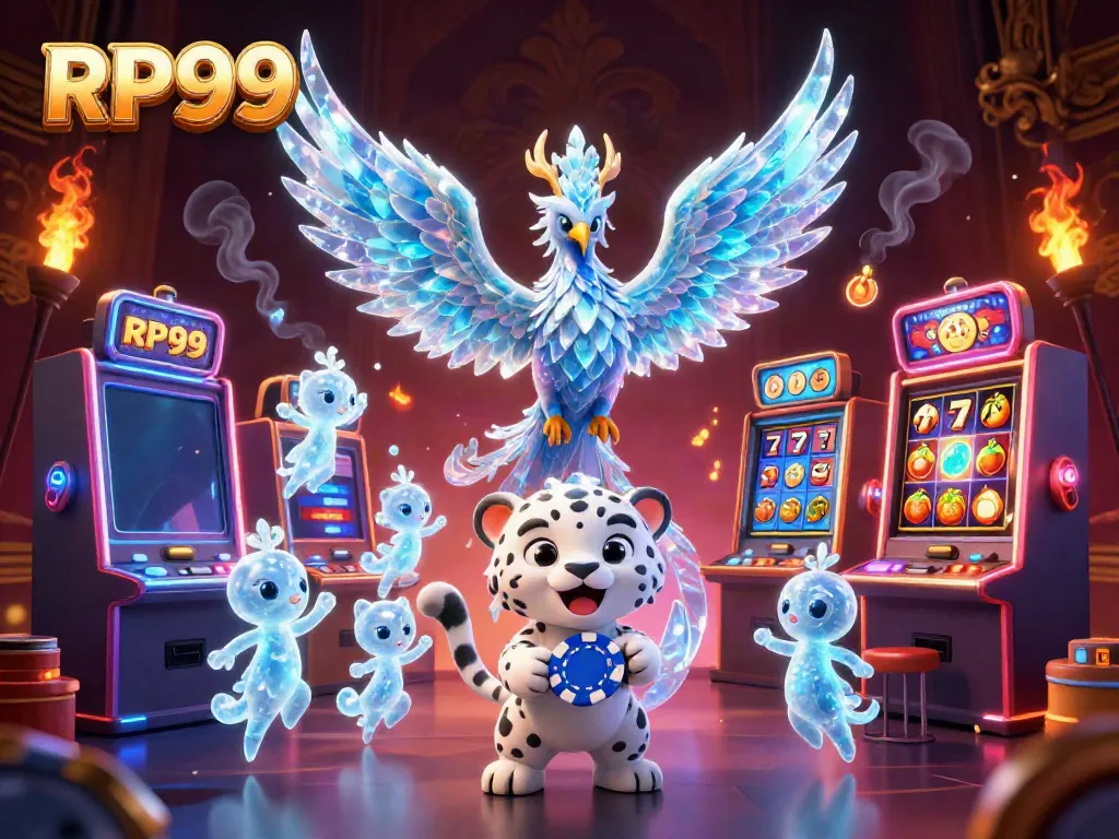 Experience exciting gameplay with RP99 and unique ice-themed characters in a dynamic casino scene.