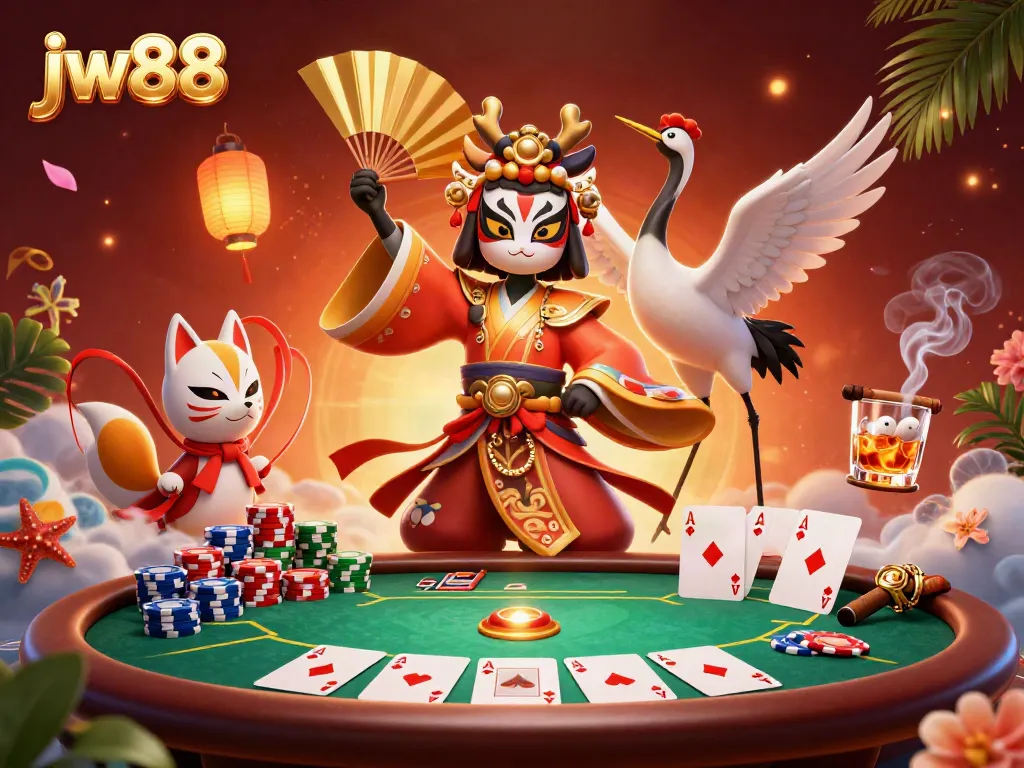 Engage in thrilling gameplay with jw88's dynamic casino scene featuring vibrant poker action.