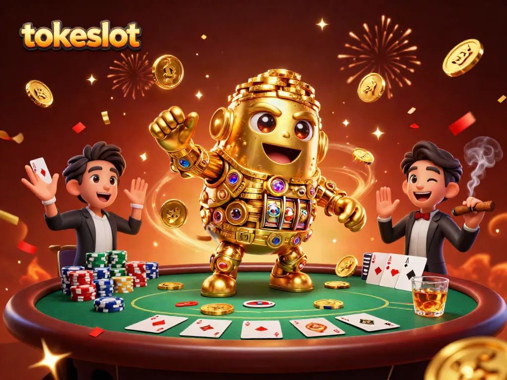Engage with the exciting gameplay at Tokeslot, showcasing vibrant casino action and golden fortune.