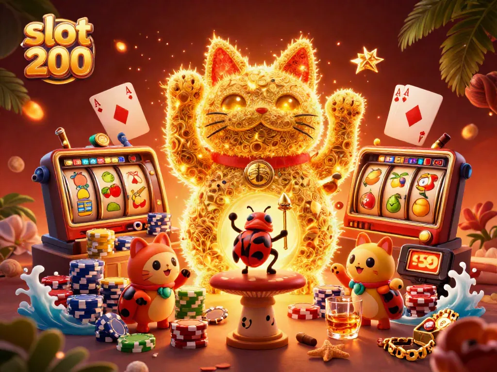 Experience thrilling slot 200 gameplay with vibrant symbols and exciting jackpots illustrated in a dynamic scene.