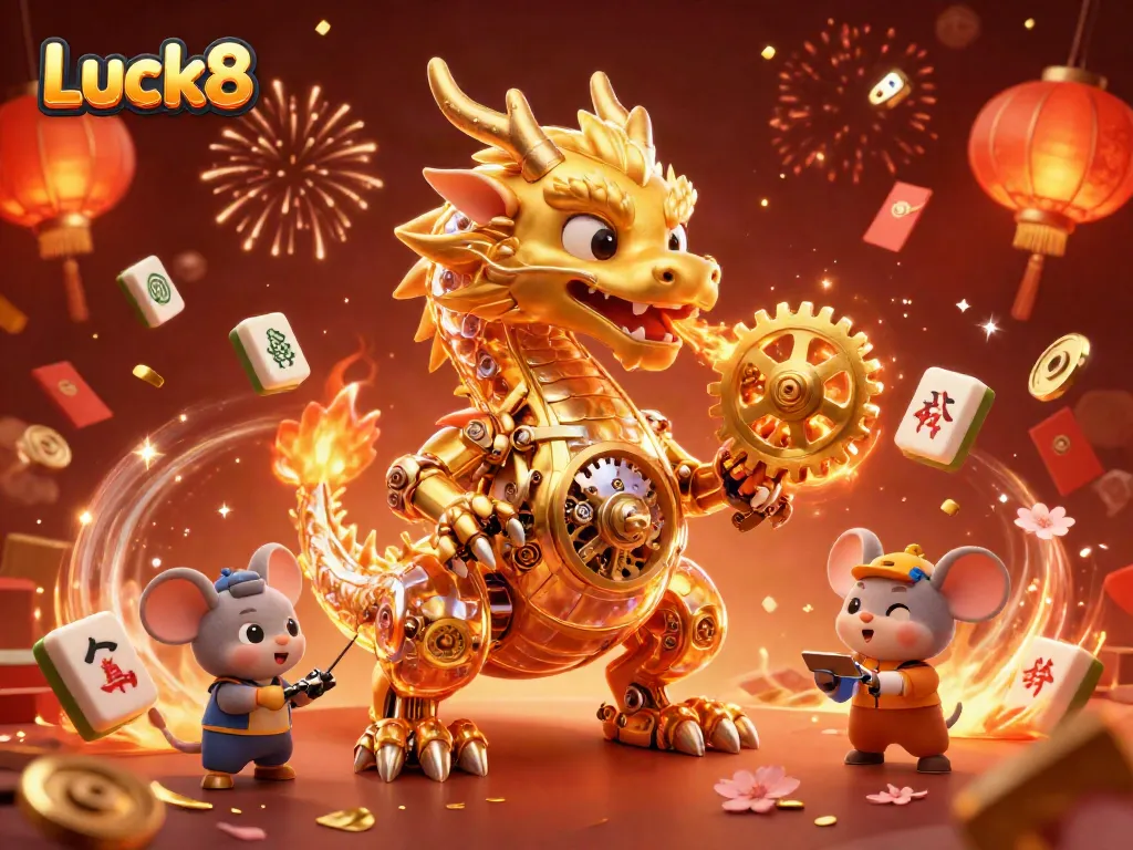 Experience the excitement of Luck8 with a vibrant, dynamic 3D illustration of gaming success.