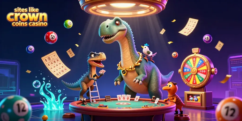 Play dynamic games like slots at sites like crown coins casino in an animated scene.