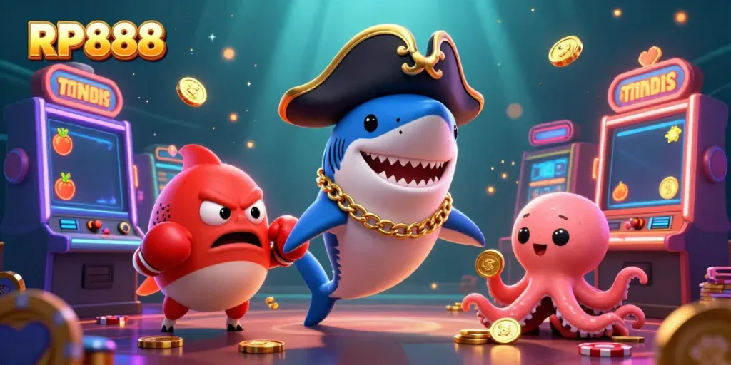 Engage with RP888 as a fun-filled slot experience featuring vibrant 3D characters in an exciting casino scene.