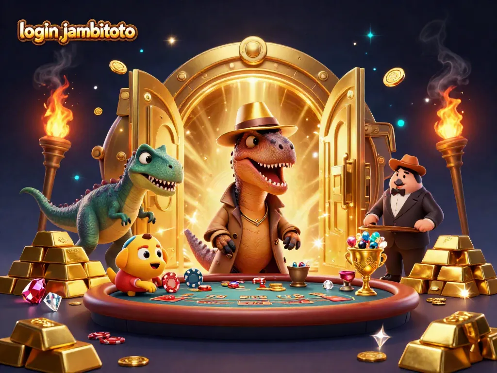 Experience the thrill as you login jambitoto at the blackjack table with vibrant characters and treasures.
