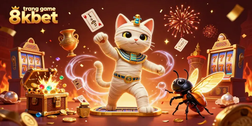 Experience the ultimate fun at the trang game 8kbet with vibrant casino character illustrations and exciting gaming elements.