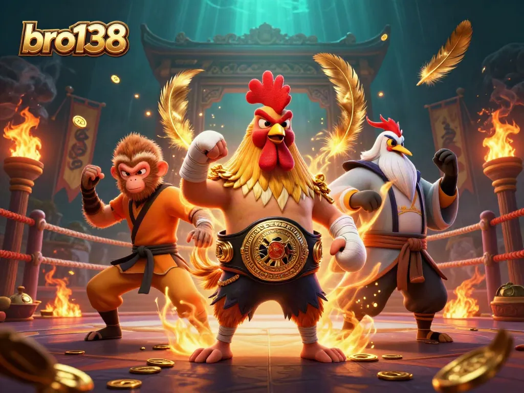 Bettors celebrate wins with bro138 in a vibrant casino atmosphere featuring dynamic characters and game elements.