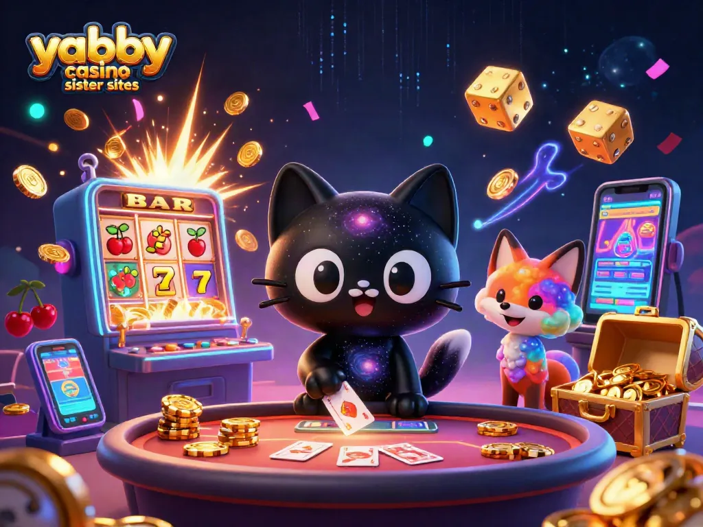 Engage with yabby casino sister sites in a vibrant cosmic casino scene filled with action and excitement.